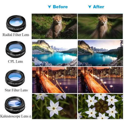 Univerzális 15 az 1-ben okostelefon kamera objektív készlet állvánnyal és távkioldóval