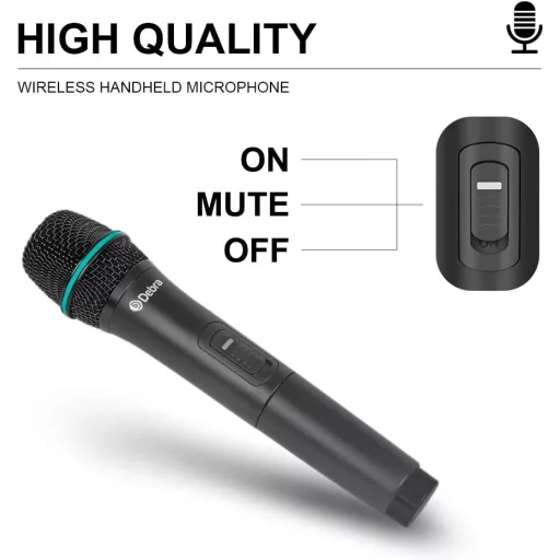 D Debra AU400 Pro UHF 4-Csatornás Vezeték Nélküli Mikrofonrendszer - 2 Kézi és 2 Csíptetős Mikrofon, Fém Vevőegység, Karaoke, Rendezvény