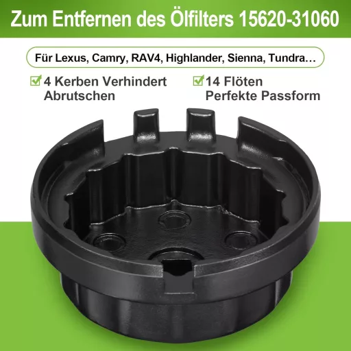 Spurtar 64 mm Olajszűrő Kulcs Toyota és Lexus Járművekhez - Fém Olajszűrő Leszedő Szerszám RAV4, Camry, Highlander Modellekhez 2.5-5.7L Moto