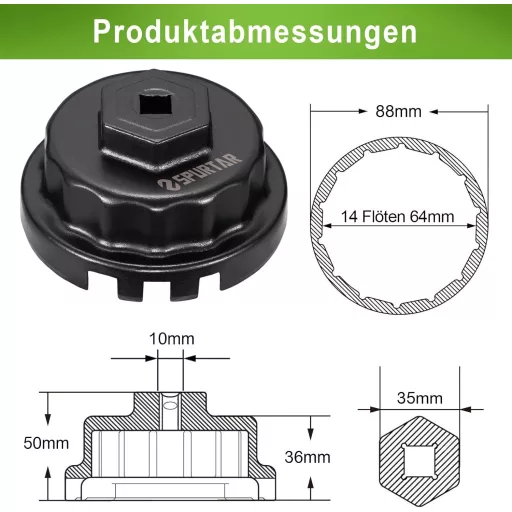 Spurtar 64 mm Olajszűrő Kulcs Toyota és Lexus Járművekhez - Fém Olajszűrő Leszedő Szerszám RAV4, Camry, Highlander Modellekhez 2.5-5.7L Moto