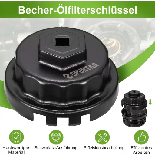 Cheie filtru ulei 64 mm pentru Toyota și Lexus - Instrument metalic de îndepărtare filtru ulei pentru modelele RAV4, Camry, Highlander, cu motoare de 2.5-5.7L