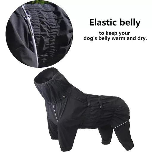 MOREZI Kabanica za pse s reflektirajućim trakama i patentnim zatvaračem, veličina S, crna