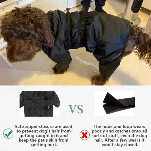 MOREZI Kutyaesőkabát Reflektív Sávokkal és Cipzárral S Méret Fekete