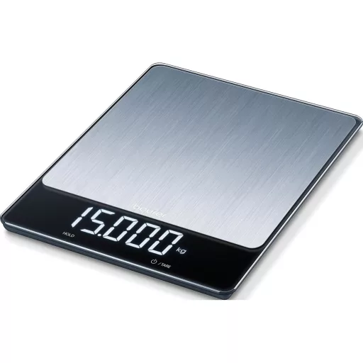 Beurer KS 34 XL rozsdamentes konyhai mérleg 15 kg-ig, tárázás és tartás funkcióval