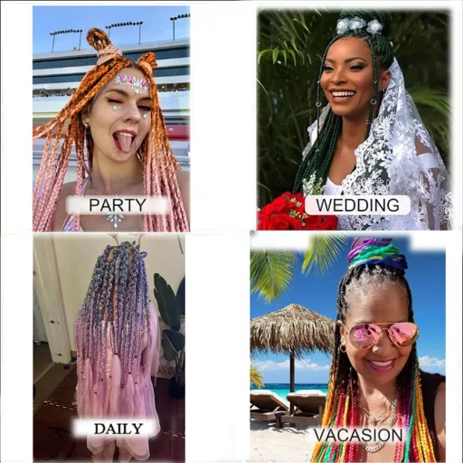 Shangxiu 6 pachete extensii păr împletit jumbo, ombre maro mov roz, păr sintetic rezistent la căldură