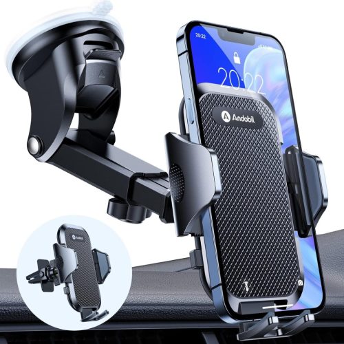 andobil 3 az 1-ben Univerzális Autós Telefontartó - 360° Forgatható, Szélvédőre és Szellőzőrácsra, iPhone Samsung Huawei Készülékekhez