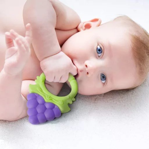 ifancy Glodalice za bebe u obliku voća - Higijenska silikonska igračka za zubiće - BPA free, šarene igračke za grickanje za ublažavanje boli kod izbijanja zuba - 4 kom