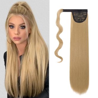   Cybelleza Cop na gumičke - Prirodzene vyzerajúce rovné predĺženie vlasov v popolavo-blond odtieni pre ženy a deti