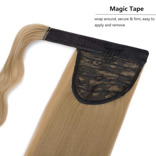 Coadă de cal cu clips Cybelleza - Extensii de păr drept, cu aspect natural, blond cenușiu, pentru femei și copii
