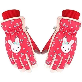   Mănuși de schi pentru copii HuoBi, impermeabile, respirabile, mănuși de snowboard, model iepure animat, mărimea L