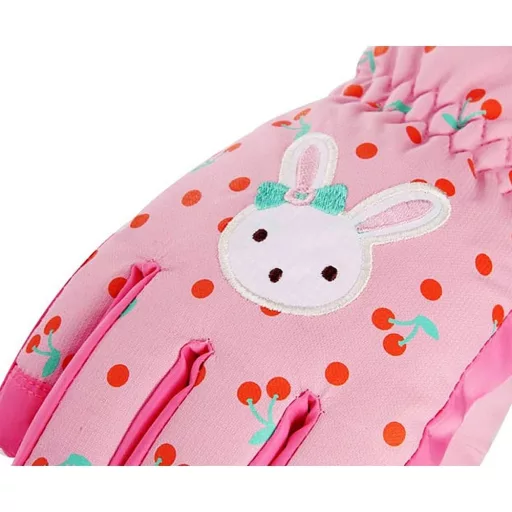 HuoBi Gyerek Síkesztyű Vízálló Lélegző Hó Snowboard Kesztyű Rajzfilm Nyúl Mintás, L-es méret