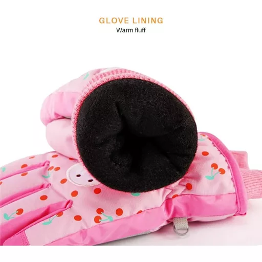 Mănuși de schi pentru copii HuoBi, impermeabile, respirabile, mănuși de snowboard, model iepure animat, mărimea L