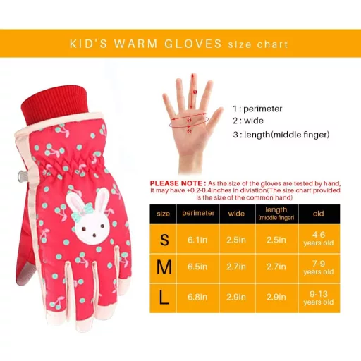 Mănuși de schi pentru copii HuoBi, impermeabile, respirabile, mănuși de snowboard, model iepure animat, mărimea L