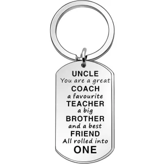   Kľúčenka Angelra Strieborná Nehrdzavejúca Oceľ s nápisom "Uncle You Are A Great Coach", 1,85"