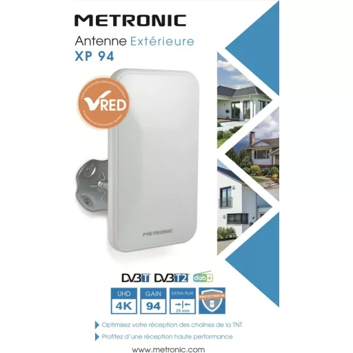 Metronic XP 94 4K UHD Kültéri Antenna DAB+ DVB-T2 5G Védelemmel Fehér