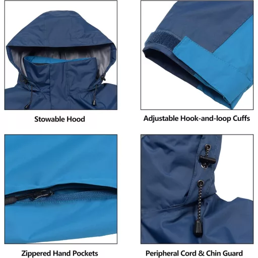 Vízálló Lélegző Esőkabát Férfi Könnyű Szélálló Softshell Kabát Túrázáshoz Kerékpározáshoz, S-es méret