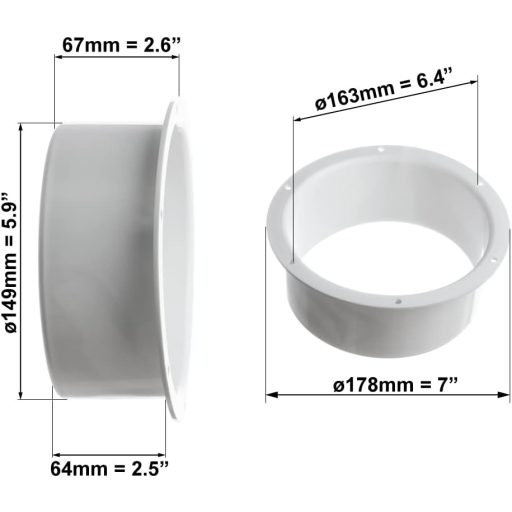 EUROPLAST 150mm Fali Karimás Szellőzőcső Csatlakozó Flange Kerek Cső