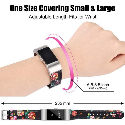 Kožený remienok Tobfit pre inteligentné hodinky Fitbit Charge 2 - Klasický náhradný remienok s kovovým konektorom, odolný náramok