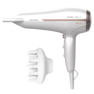   Cecotec Bamba IoniCare 5200 Aura 2300W ionos hajszárító diffúzorral és koncentrátorral - White, Motor DC