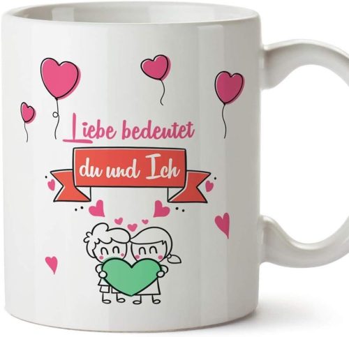 Cana MUGFFINS cu Inscripție în Germană pentru Cupluri, 350 ml