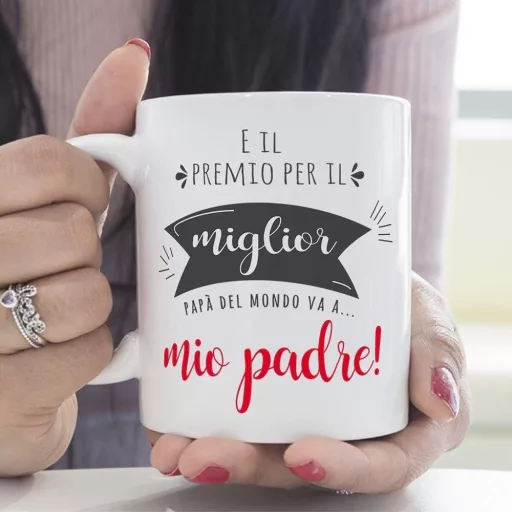 Cană MUGFFINS de Ziua Tatălui cu mesajul "Cel mai bun tată din lume", 350 ml