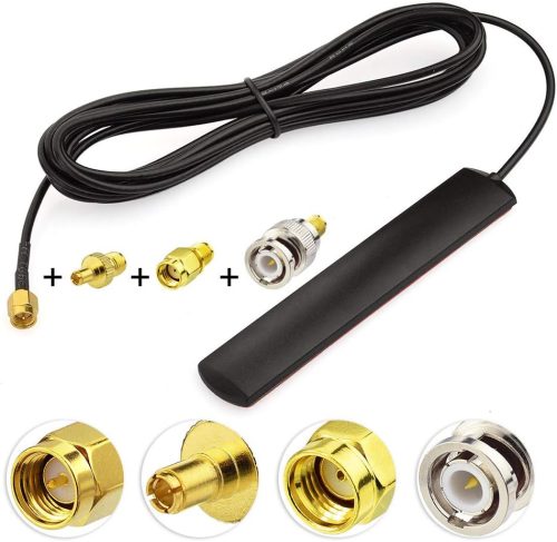 Eightwood 4G LTE Antenna 3dBi SMA Csatlakozóval, Üvegtartóval és 3 Adapterrel - GSM/3G/4G Router és Hotspot Kompatibilis, 3m Kábel
