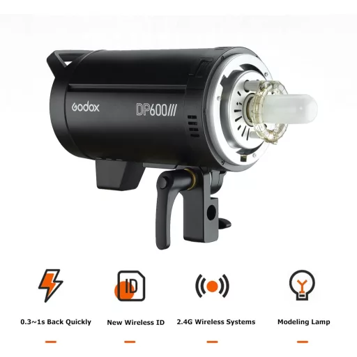 Blitz de studio Godox DP600III 600W, monobloc profesional cu montură Bowens și sistem wireless 2.4G