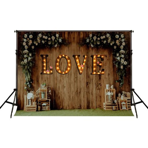 Kate Fa Fotóháttér 3x2m Fehér Virágok Valentin Nap Dekoráció