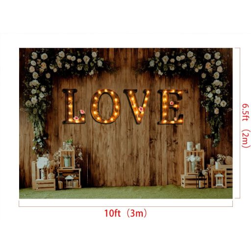 Kate Fa Fotóháttér 3x2m Fehér Virágok Valentin Nap Dekoráció