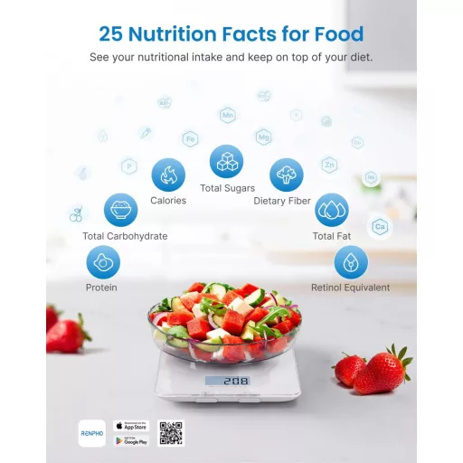 Cântar de bucătărie digital RENPHO cu calculator nutrițional și aplicație