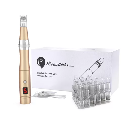 Beautlinks Električna mikroabrazijska olovka 0-2,5 mm - LED svjetlo, 6 razina, pomlađivanje kože, uklanjanje bora, tretiranje akni (s 24 uloška s iglama)