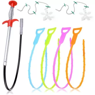   Set de curățat țevi Sukudon, 7 piese, cu șarpe de canalizare din oțel inoxidabil și plastic