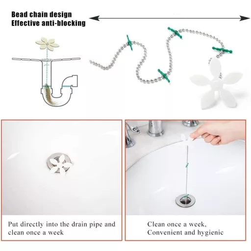 Set de curățat țevi Sukudon, 7 piese, cu șarpe de canalizare din oțel inoxidabil și plastic