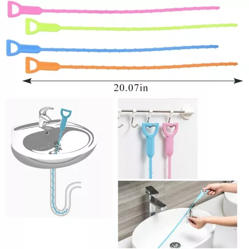 Set de curățat țevi Sukudon, 7 piese, cu șarpe de canalizare din oțel inoxidabil și plastic