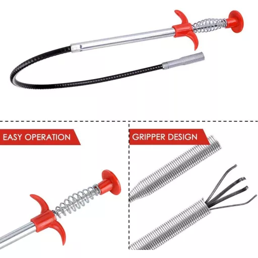 Set de curățat țevi Sukudon, 7 piese, cu șarpe de canalizare din oțel inoxidabil și plastic