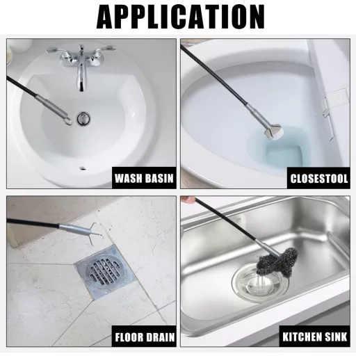 Set de curățat țevi Sukudon, 7 piese, cu șarpe de canalizare din oțel inoxidabil și plastic