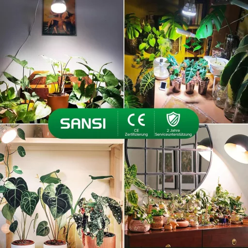 SANSI LED Növénylámpa 15W E27 Teljes Spektrumú Fehér Fény 4000K Beltéri Növényekhez Virágokhoz Zöldségekhez Gyümölcsökhöz