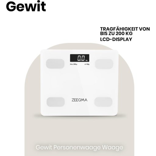 Zeegma Gewit digitális személymérleg testzsír és 17 testparaméter elemzéssel