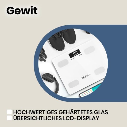 Zeegma Gewit digitális személymérleg testzsír és 17 testparaméter elemzéssel