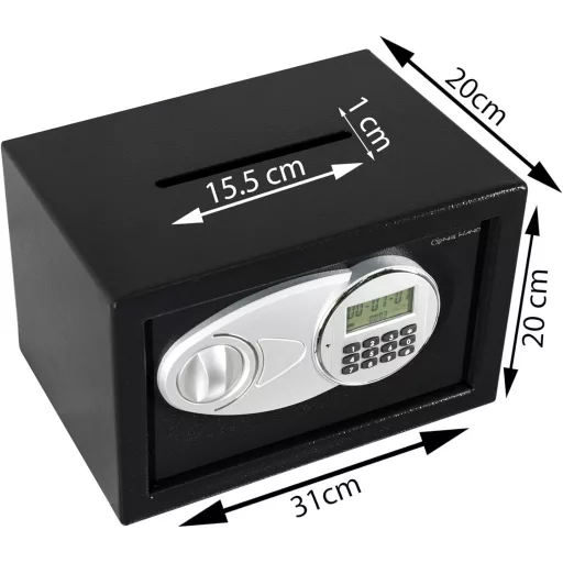 Seif electronic Genie Hand cu fanta de depunere - Încuietoare B - Gri, din oțel, montabil pe perete, cu tehnologie anti-pescuit (Mic)