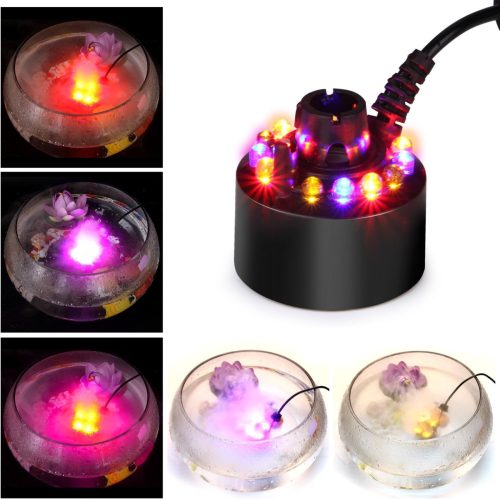 Umidificator cu Ultrasunete FITNATE cu 12 LED-uri cu Schimbare de Culoare - Generator de Ceață pentru Fântâni, Lacuri, Acvarii cu Debit de Umidificare de 400ml/h, Siguranță 24V