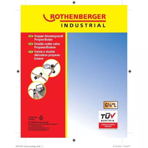 Rothenberger Industrial dvojcestný ventil na propán/bután pre prevádzku dvoch zariadení