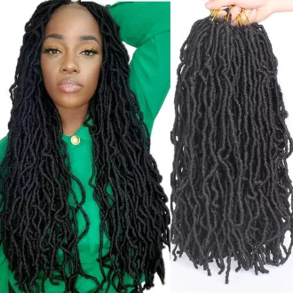   XTREND 45cm Nu Locs Extensii păr împletit sintetic Negru Ondulat Bucle 21 Fire
