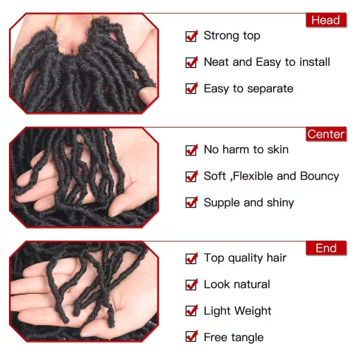 XTREND 45cm Nu Locs Szintetikus Hajfonás Fekete Göndör Hullám Hajhosszabbítás 21 Szál