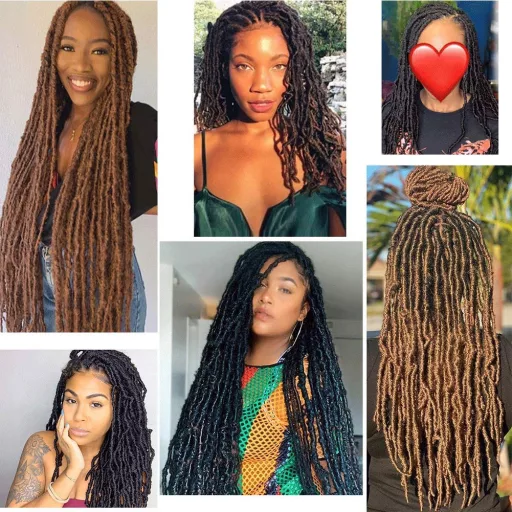 XTREND 45cm Nu Locs Szintetikus Hajfonás Fekete Göndör Hullám Hajhosszabbítás 21 Szál