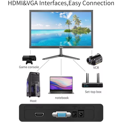 Prechen 19" IPS Monitor 1440x900 Felbontással, 60Hz, 5ms, Beépített Hangszóróval, HDMI/VGA Csatlakozással, PS3/PS4/Xbox Kompatibilis, Dönthe
