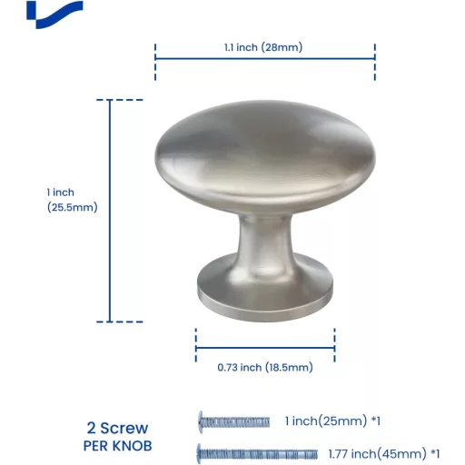 LONTAN 10 db rozsdamentes acél bútor gomb, ezüst konyhai fogantyú szett