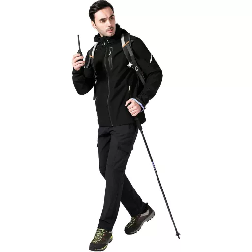 Pantaloni de trekking termici impermeabili pentru bărbați AOLI RAY, softshell, cu buzunare multiple, pentru exterior