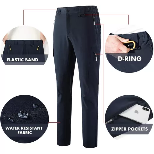 Pantaloni de trekking termici impermeabili pentru bărbați AOLI RAY, softshell, cu buzunare multiple, pentru exterior