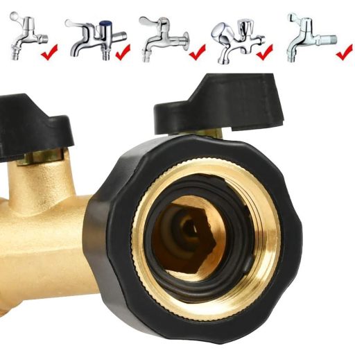 TIMESETL 3/4" Sárgaréz Y Elosztó Csaphoz - Kétutas Vízelosztó Független Szabályozással, Zárható, Kerti Locsoláshoz és Háztartási Használatra